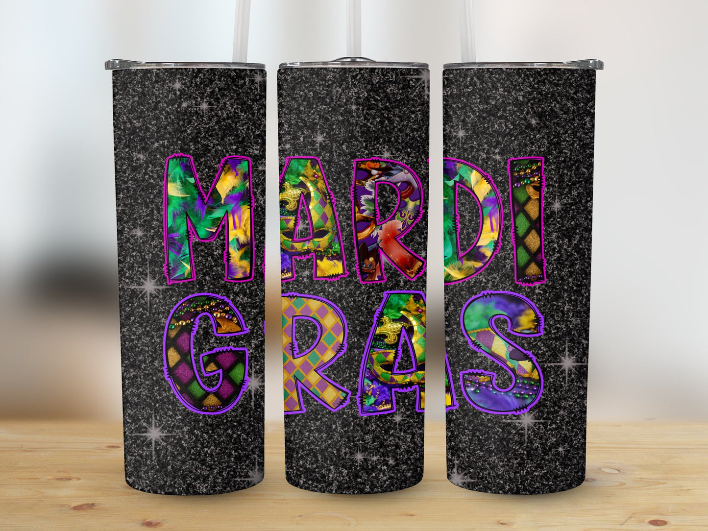 Mardi Gras wild Letters (Mardi Gras Tumbler)