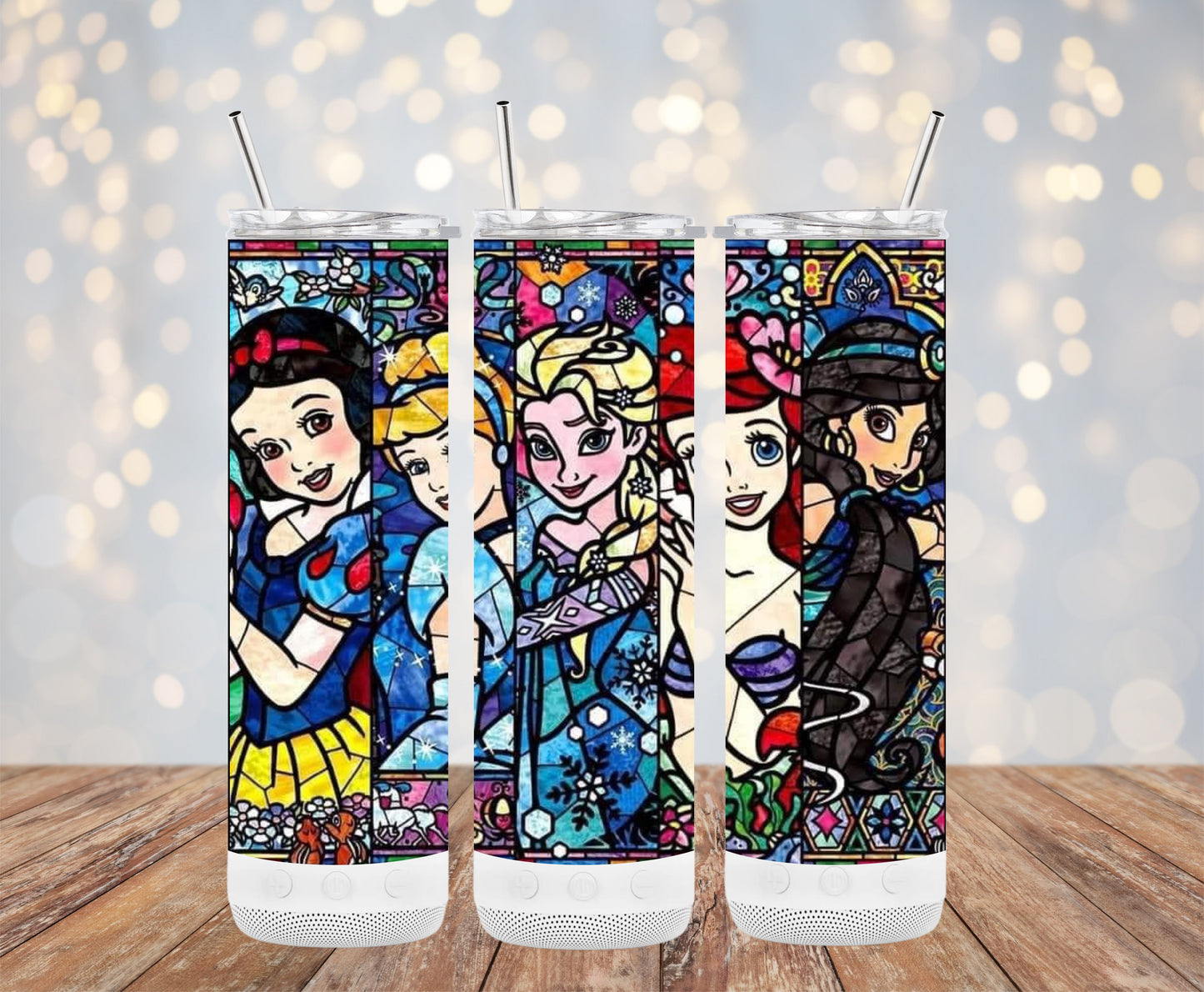 Vibrant Stained Glass Inspired Character Art Tumblers