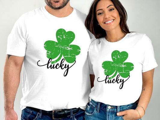 Lucky-Distressed Clover (St. Patrick's Day T-shirt)