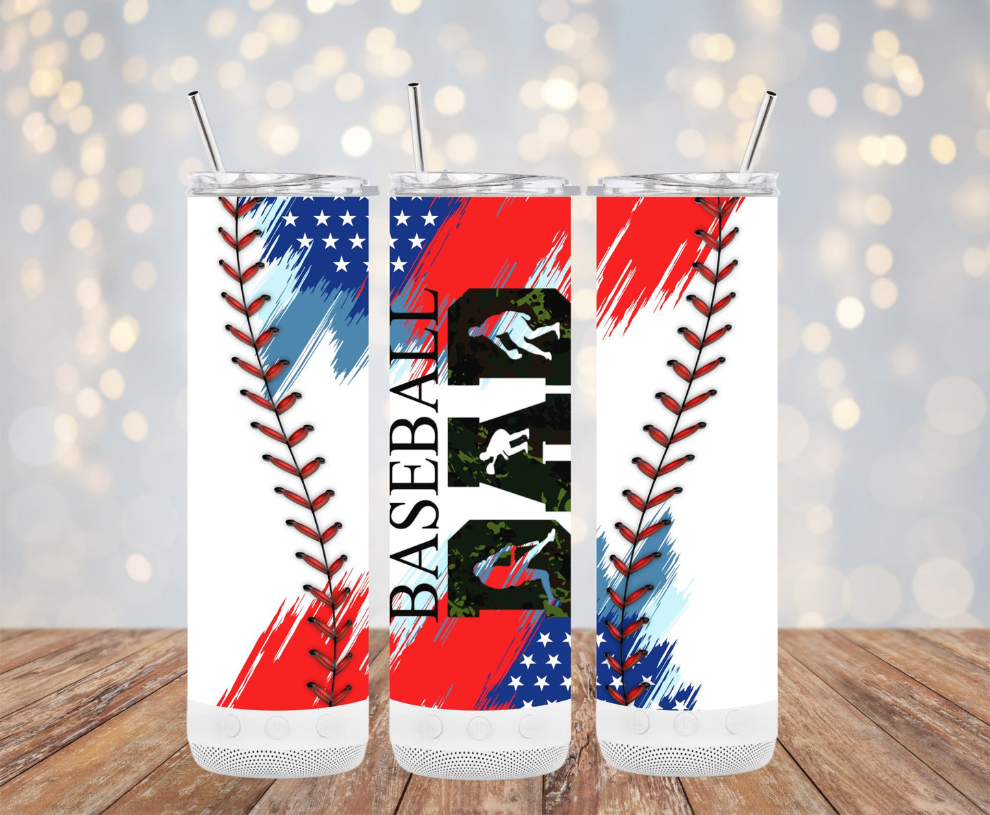 American Flag Baseball Dad Tumbler