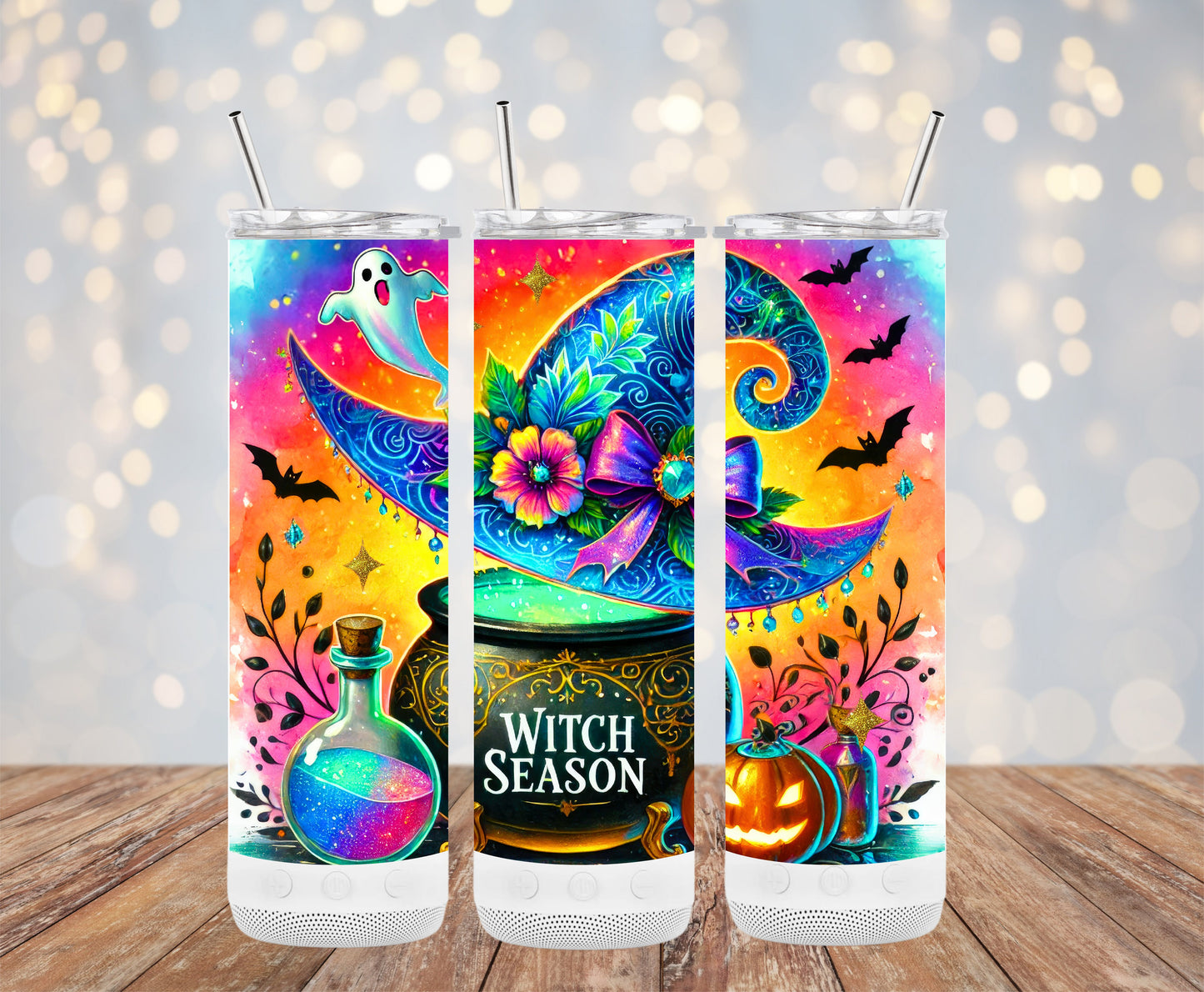 Colorful Witch Season Halloween Theme Art Tumblers