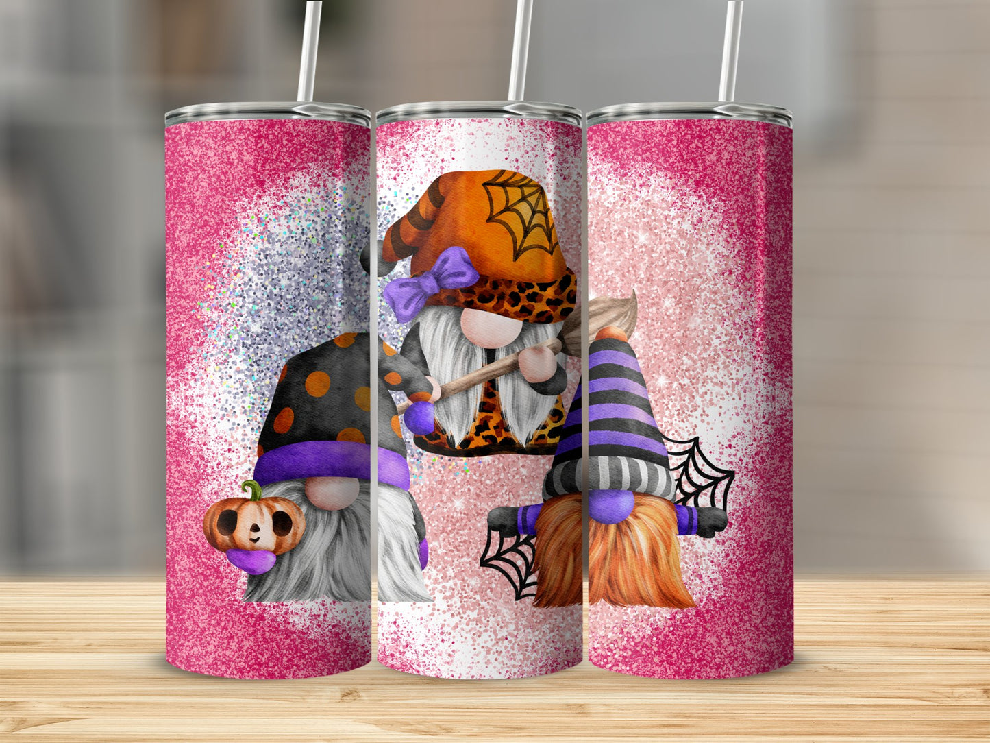 Halloween Gnomes Tumbler, Cute Halloween Drinkware, Witch Gnome Cup, Spooky Season Thermos, Fun Halloween Party Tumbler (Halloween Tumblers)