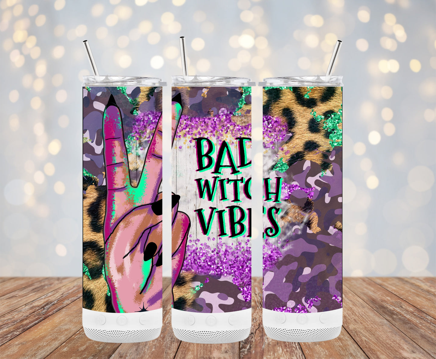 Bad Witch Vibes Leopard Print Tumbler (Halloween Tumblers)