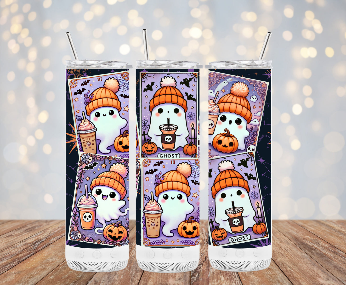 Cute Halloween Ghost and Pumpkins Design Tumblers