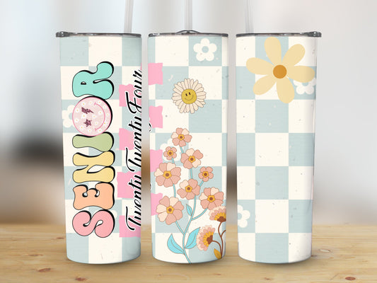 Senior Twenty Twenty Four Retro Flowers (Graduation Tumbler)