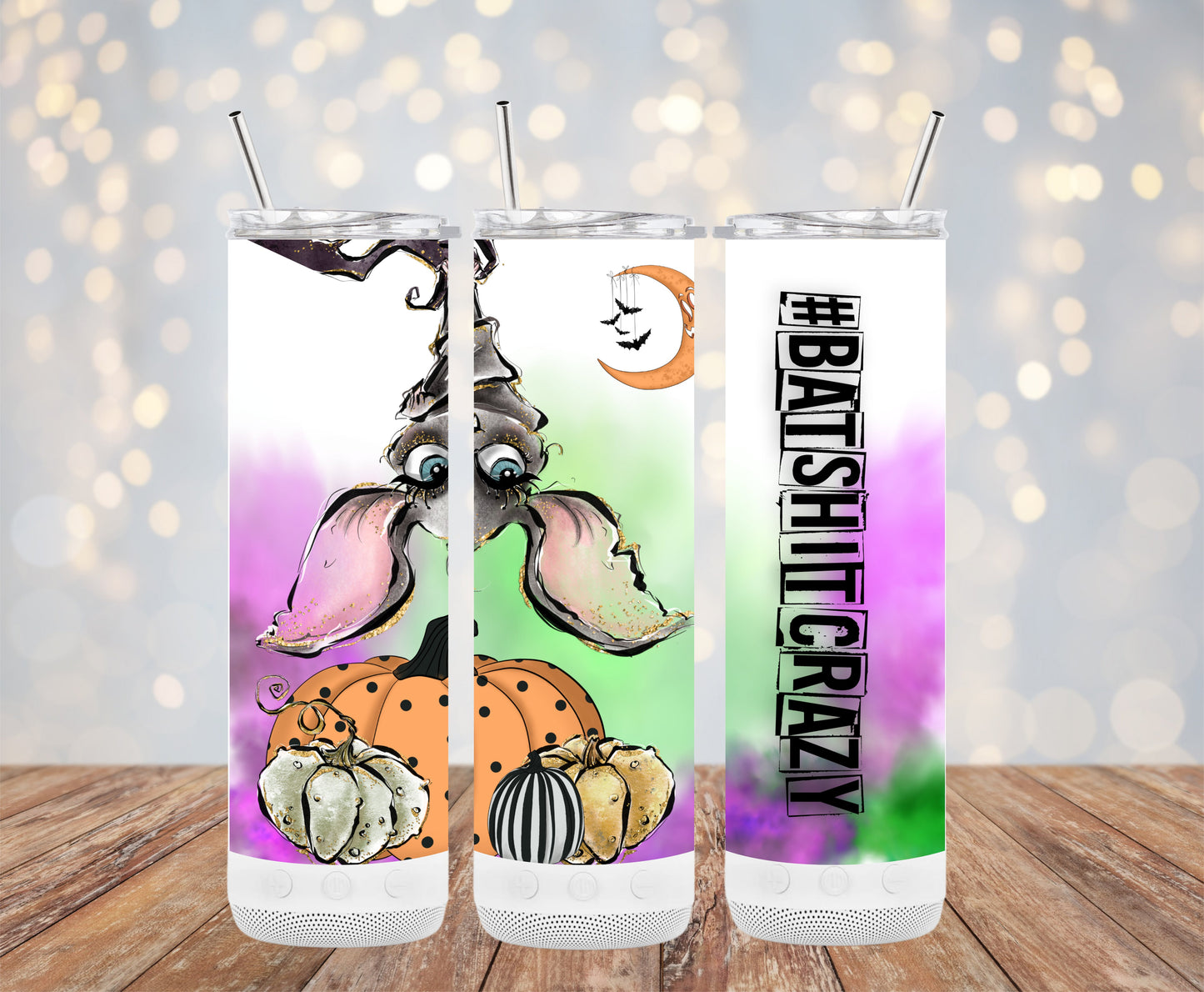 Cute Halloween Bat Pumpkin Fall Theme Tumblers