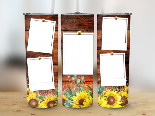 Picture Frame Rustic Wood Sunflower Tumbler