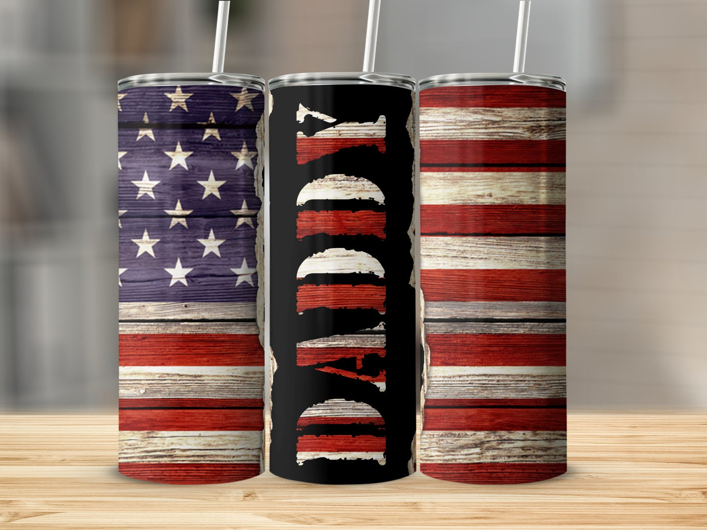 Daddy Wooden Plank American Flag 90975 Tumbler