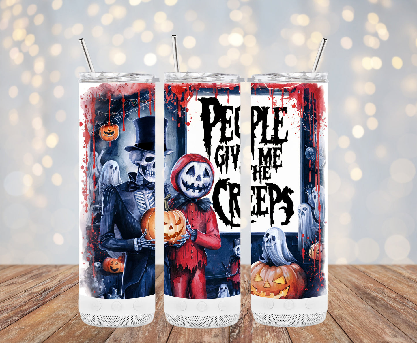 People Give Me the Creeps Halloween Design Tumblers