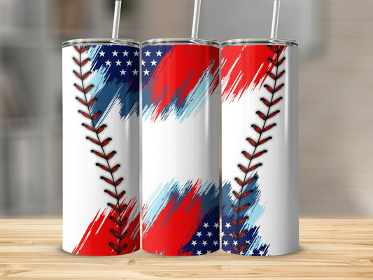 American Flag Baseball Tumbler