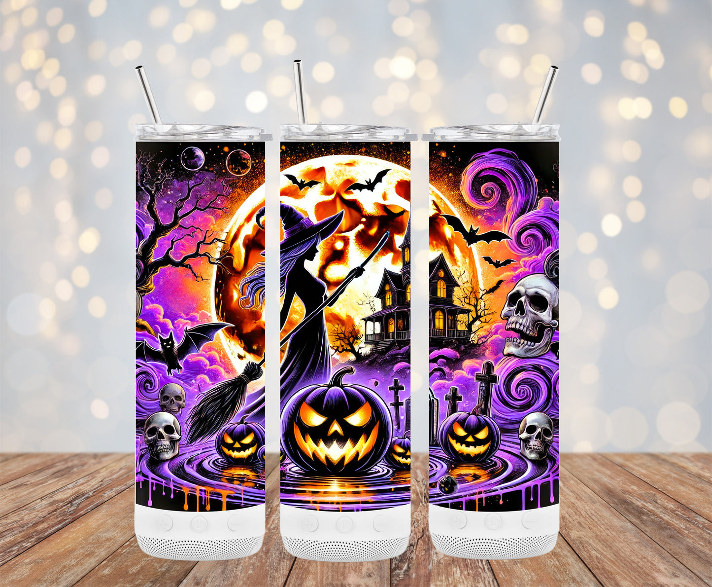 Enchanting Halloween Witch and Haunted House Tumblers