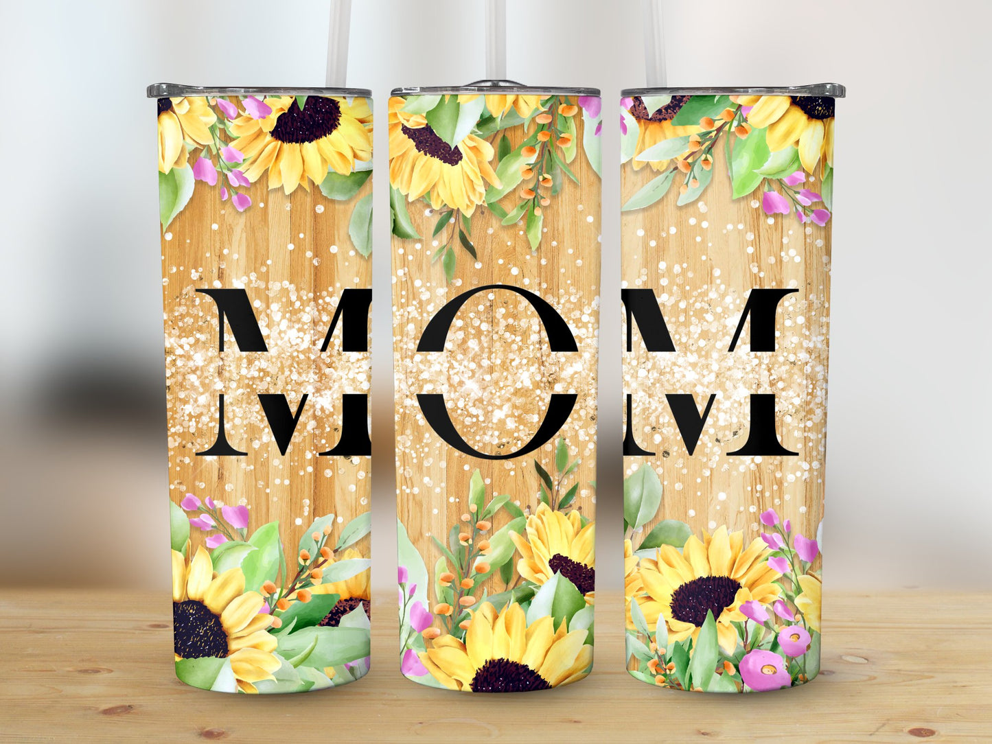 Mom Sunflower Wood 2 Tumbler