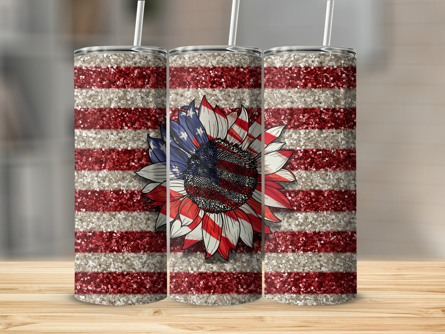 Sunflower Flag Glitter Look 91572 Tumbler