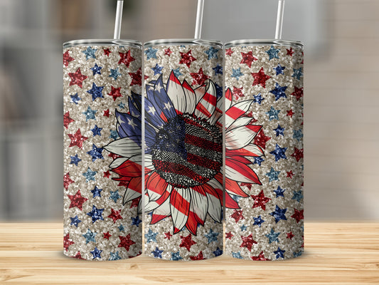 Sunflower American Flag 91564 Tumbler