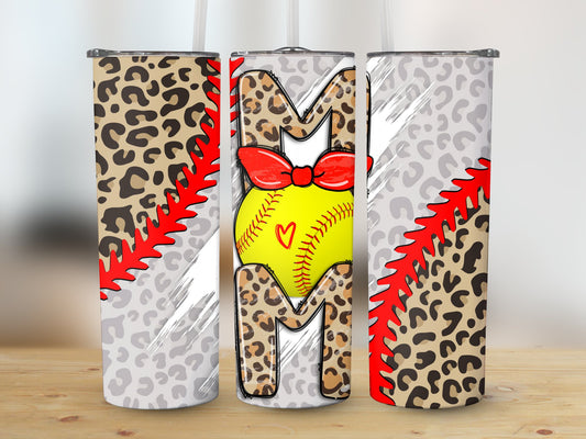 Softball Mom Leopard Tumbler