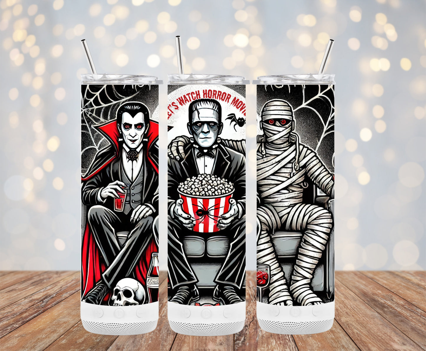 Let's Watch Horror Movies Design for Halloween Tumblers