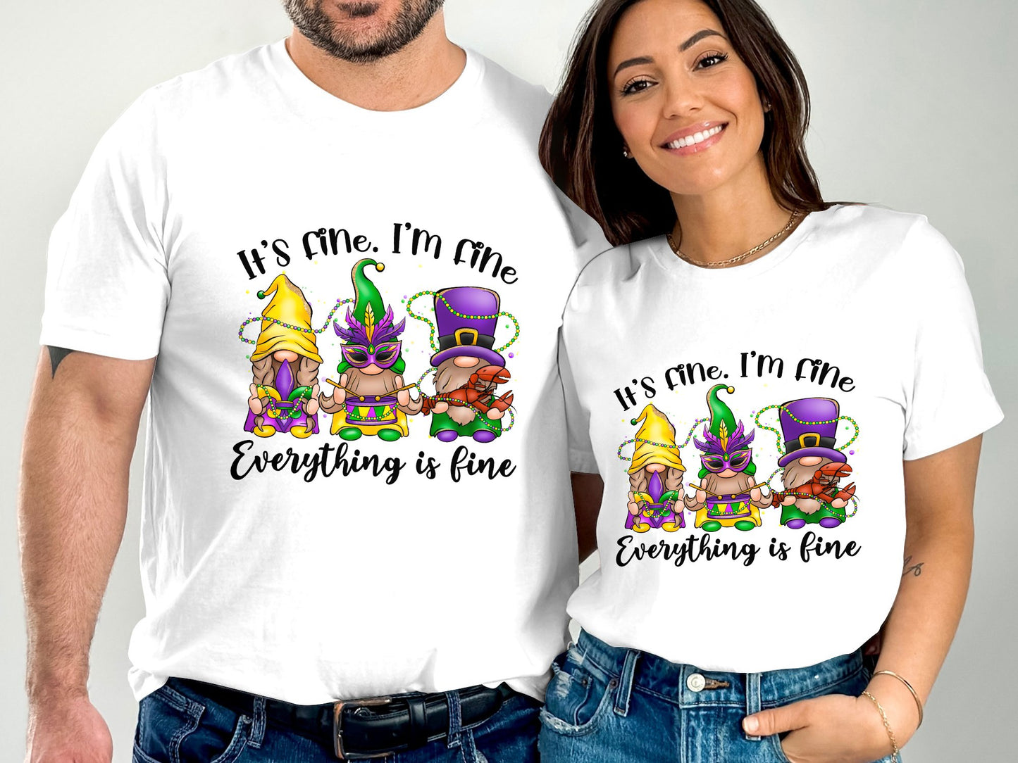 It's Fine, I'm Fine Everything is fine Mardi Gras Gnomes T-shirt.