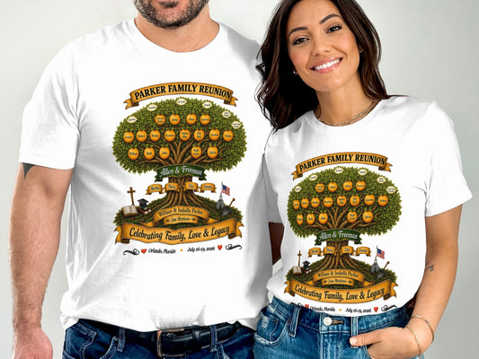White Custom Family Reunion Tree Print
