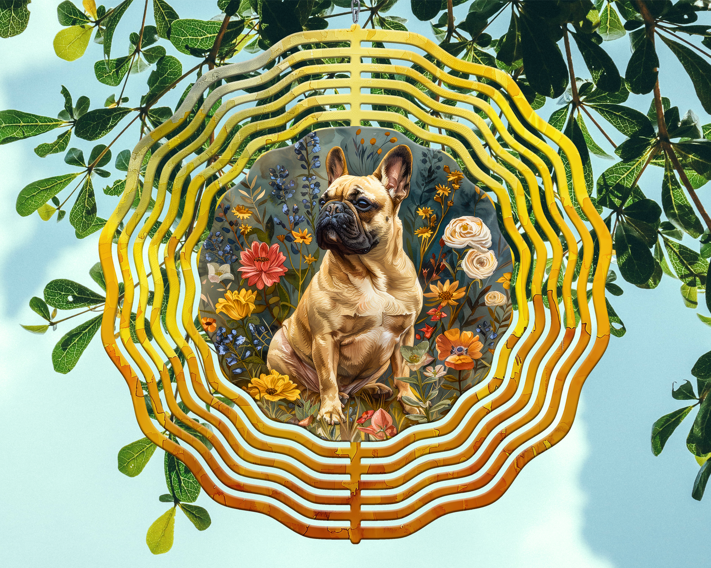 Beige French Bulldog Wind Spinner