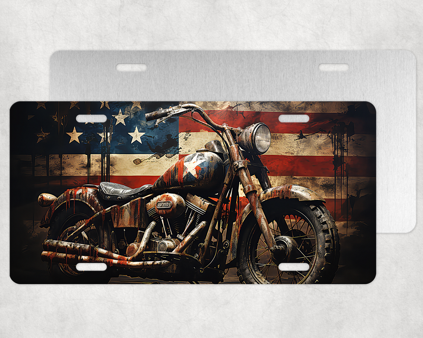 Motor Cycle Sublimation License Plate with American Flag