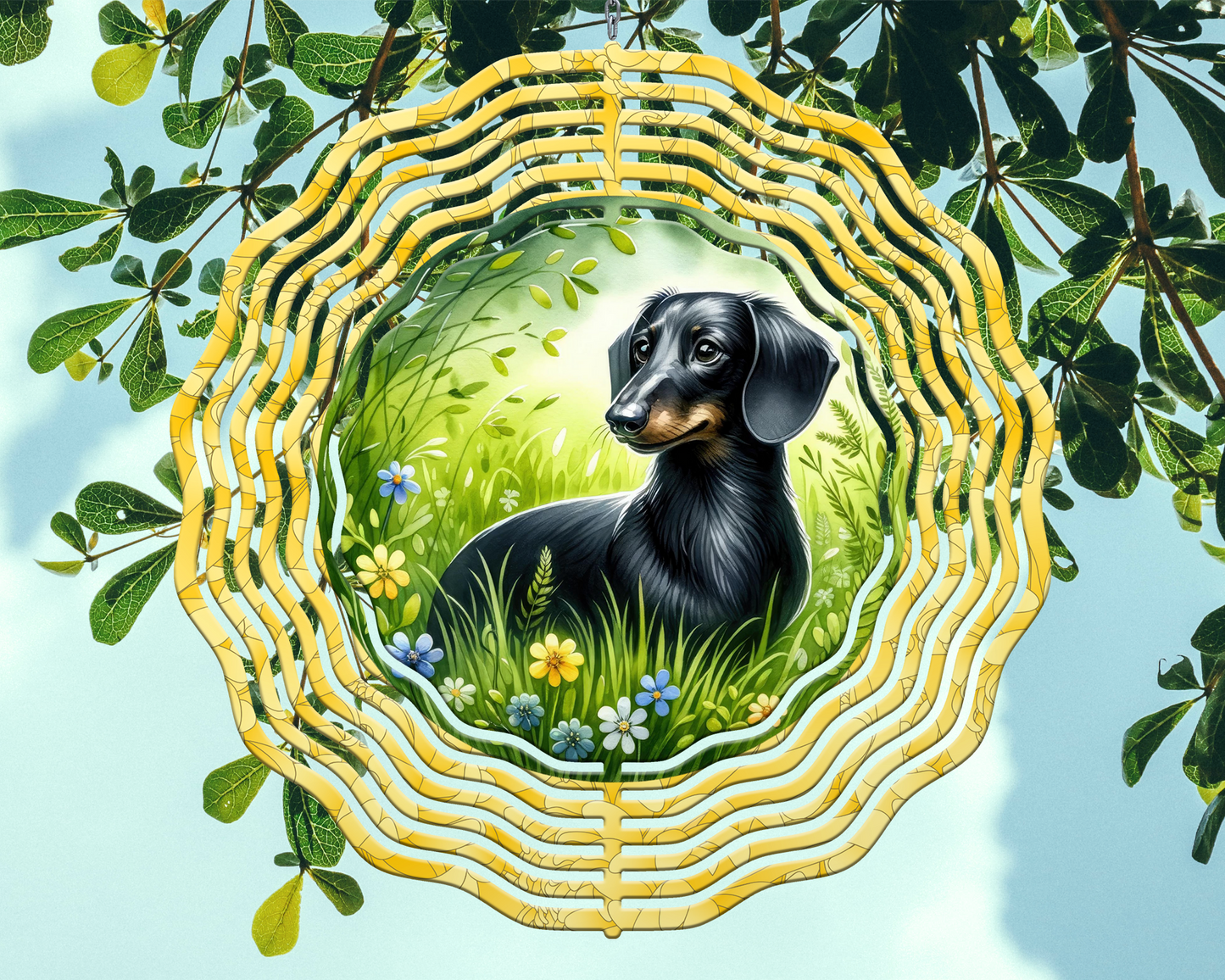 Black Dachshund Wind Spinner