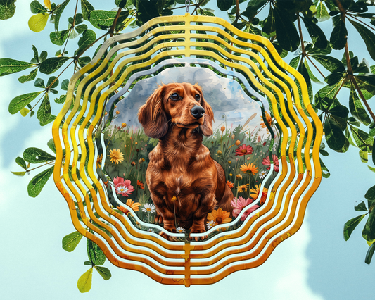 Brown Dachshund 2 Wind Spinner