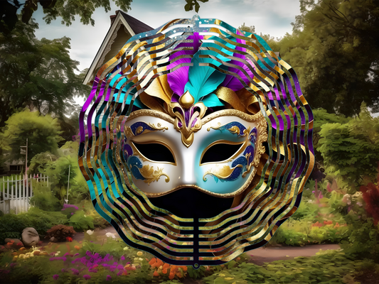 Colorful Mardi Gras Mask 4 Wind Spinner