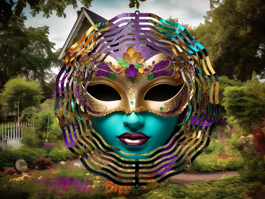 Colorful Mardi Gras Mask 5 Wind Spinner