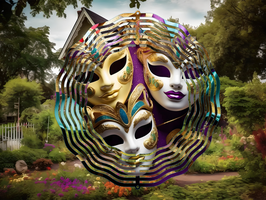 Colorful Mardi Gras Mask 6 Wind Spinner