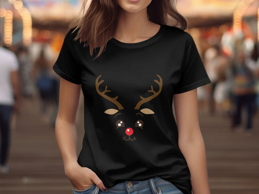 Cute Reindeer Face (Christmas T-shirt)