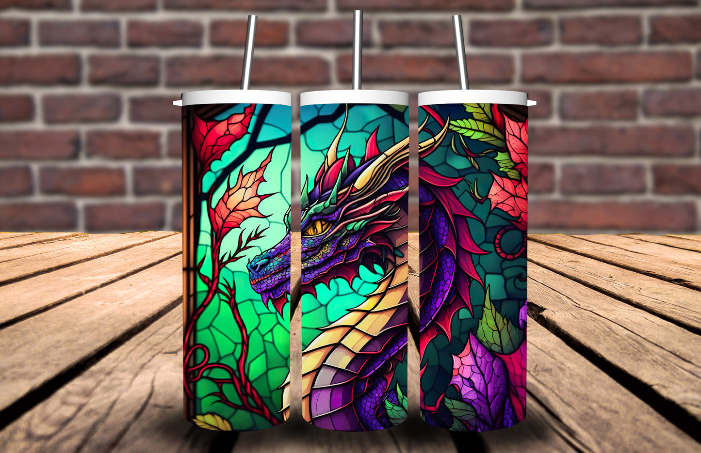 Stained Glass Dragon 89413 Tumbler
