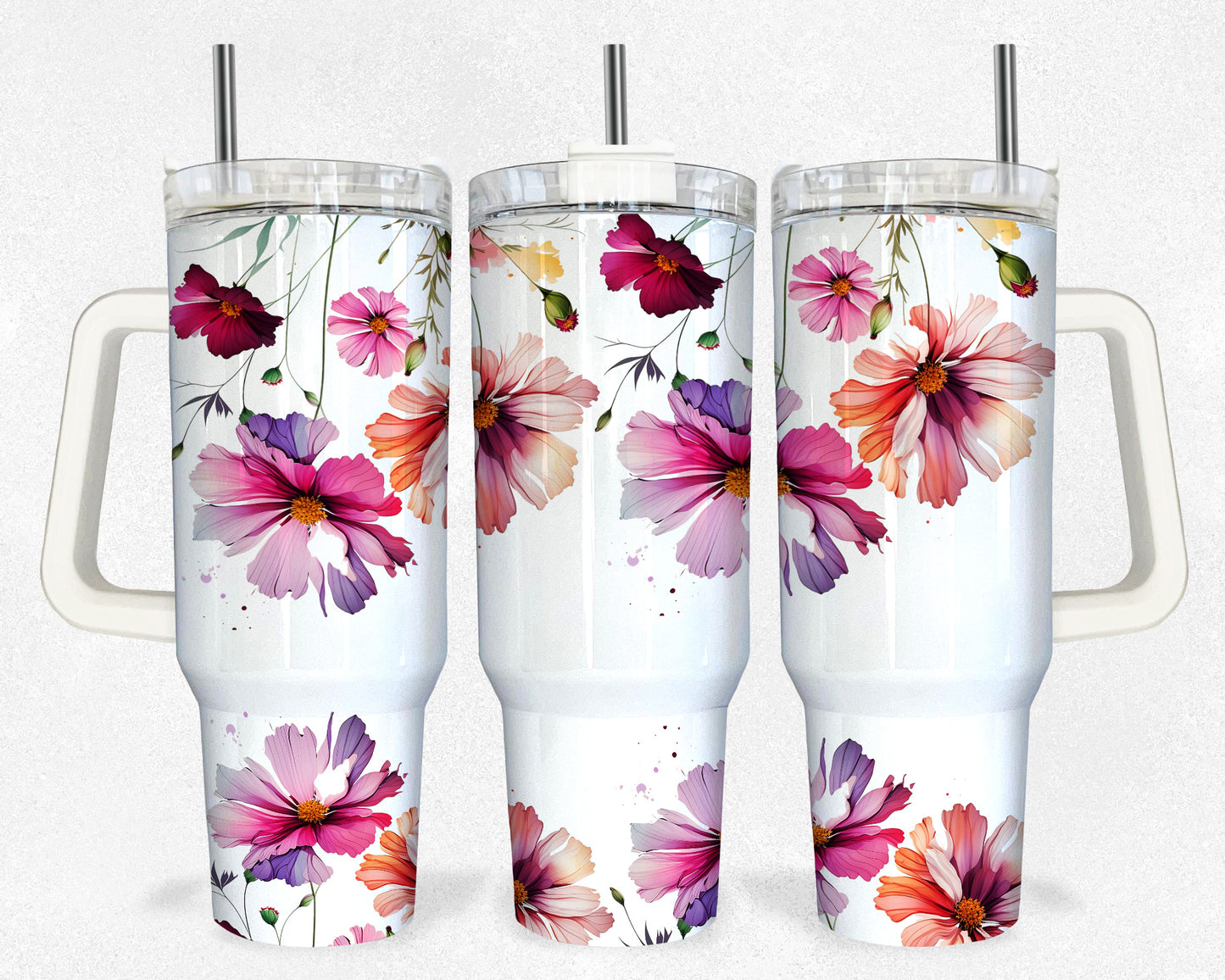 Colorful Flowers---- 40 oz Tumbler