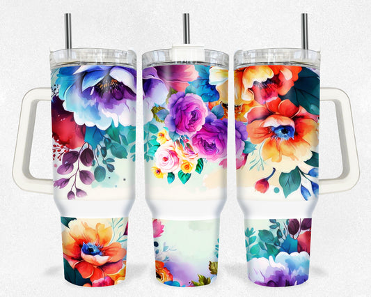 Colorful Flowers 40 oz tumbler