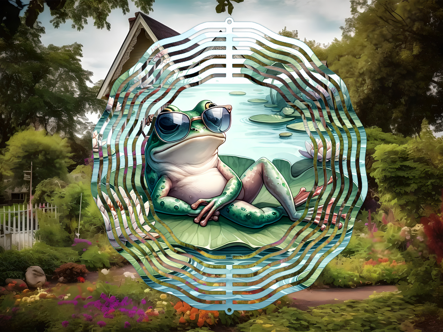 Frog in Sunglasses Wind Spinner