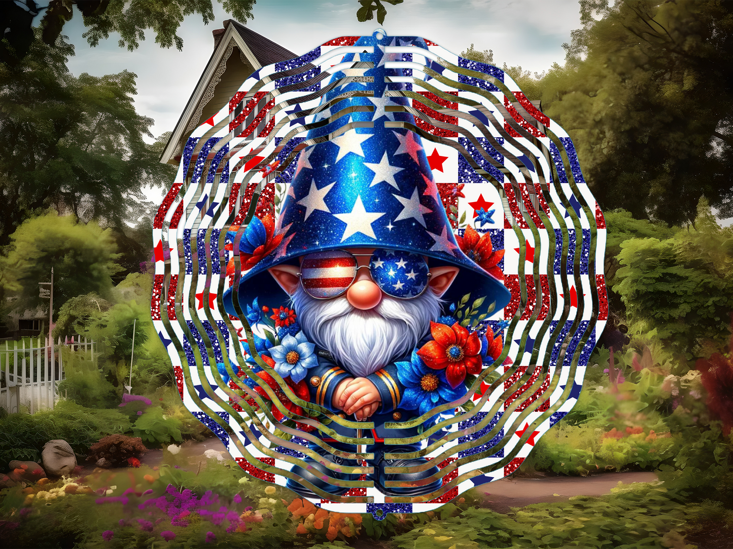 Gnome Patriotic 3 Wind Spinner