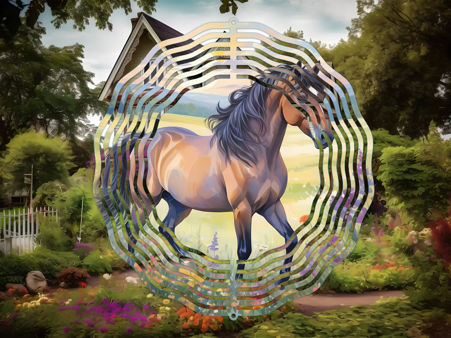 Horse and Flowers 1 Wind Spinner