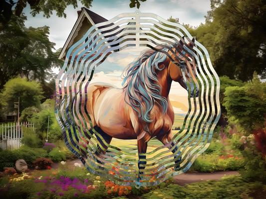 Horse and Flowers 2 Wind Spinner