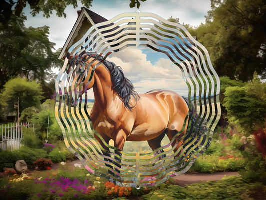 Horse and Flowers 5 Wind Spinner