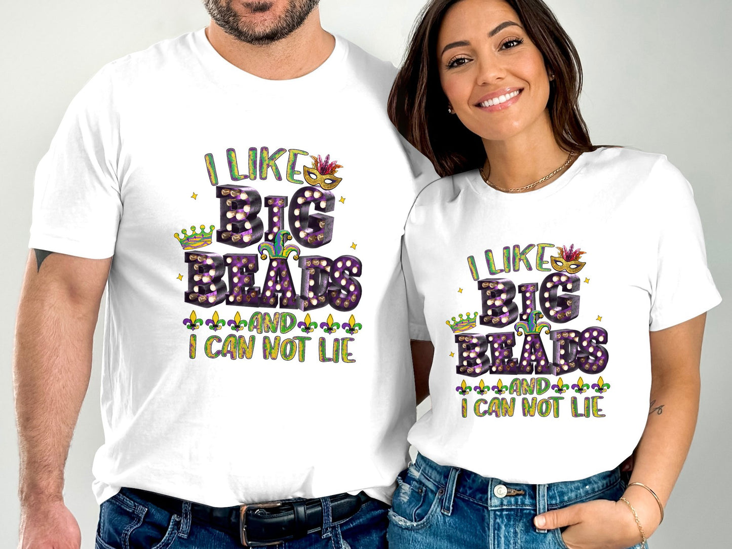 I like big beads and I can not lie, Mardi Gras T-shirt