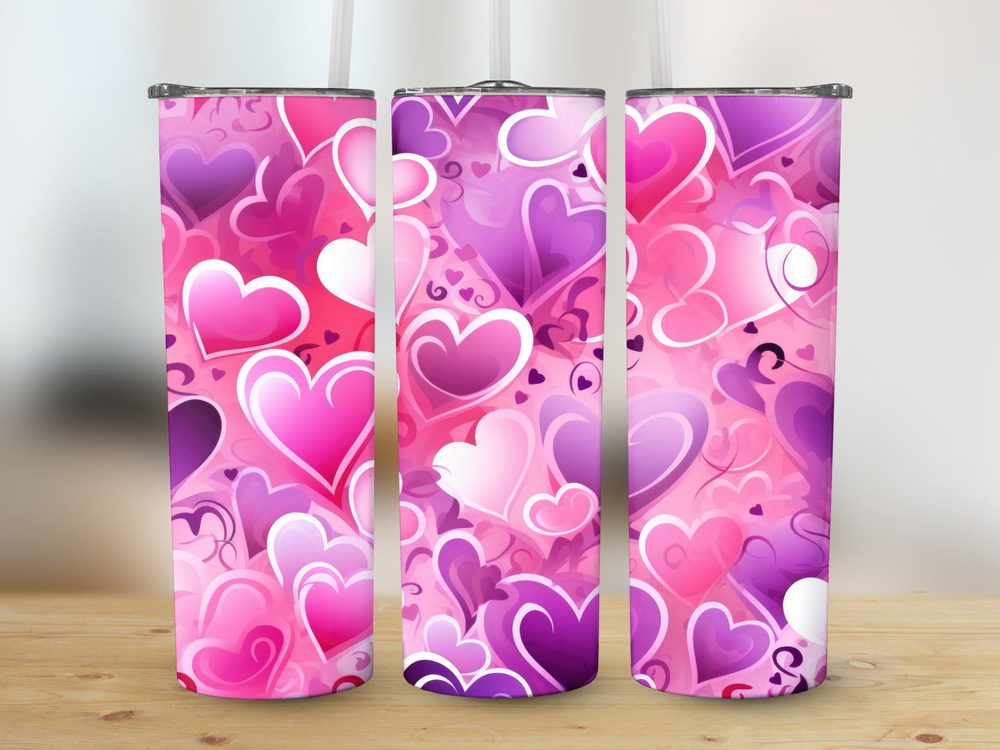 Magenta Purple Hearts (Valentine Tumbler)
