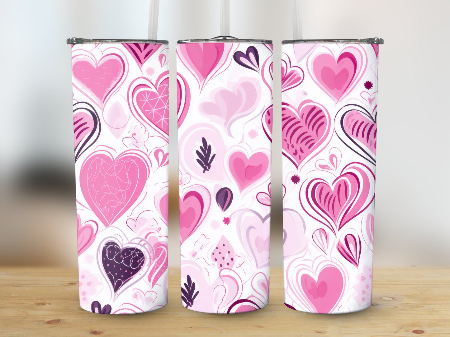 Pink Purple Hearts (Valentine Tumbler)
