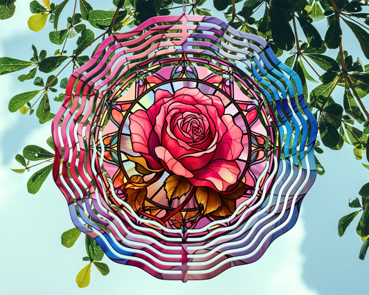 Pink Rose Wind Spinner