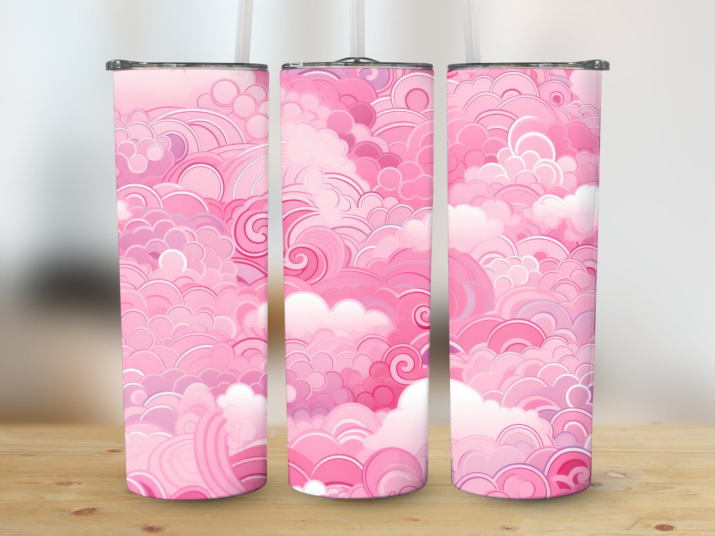 Pink Cloud Swirls (Valentine Tumbler)