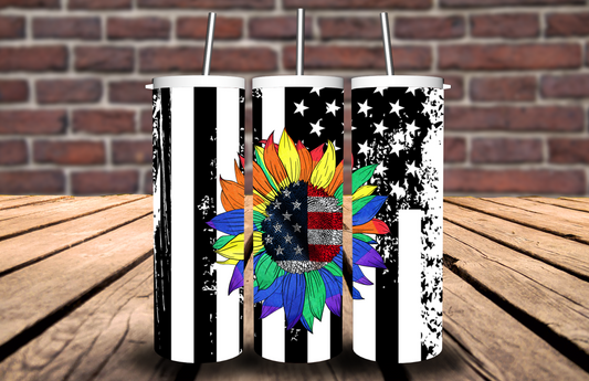Rainbow Sunflower American Flag 91566