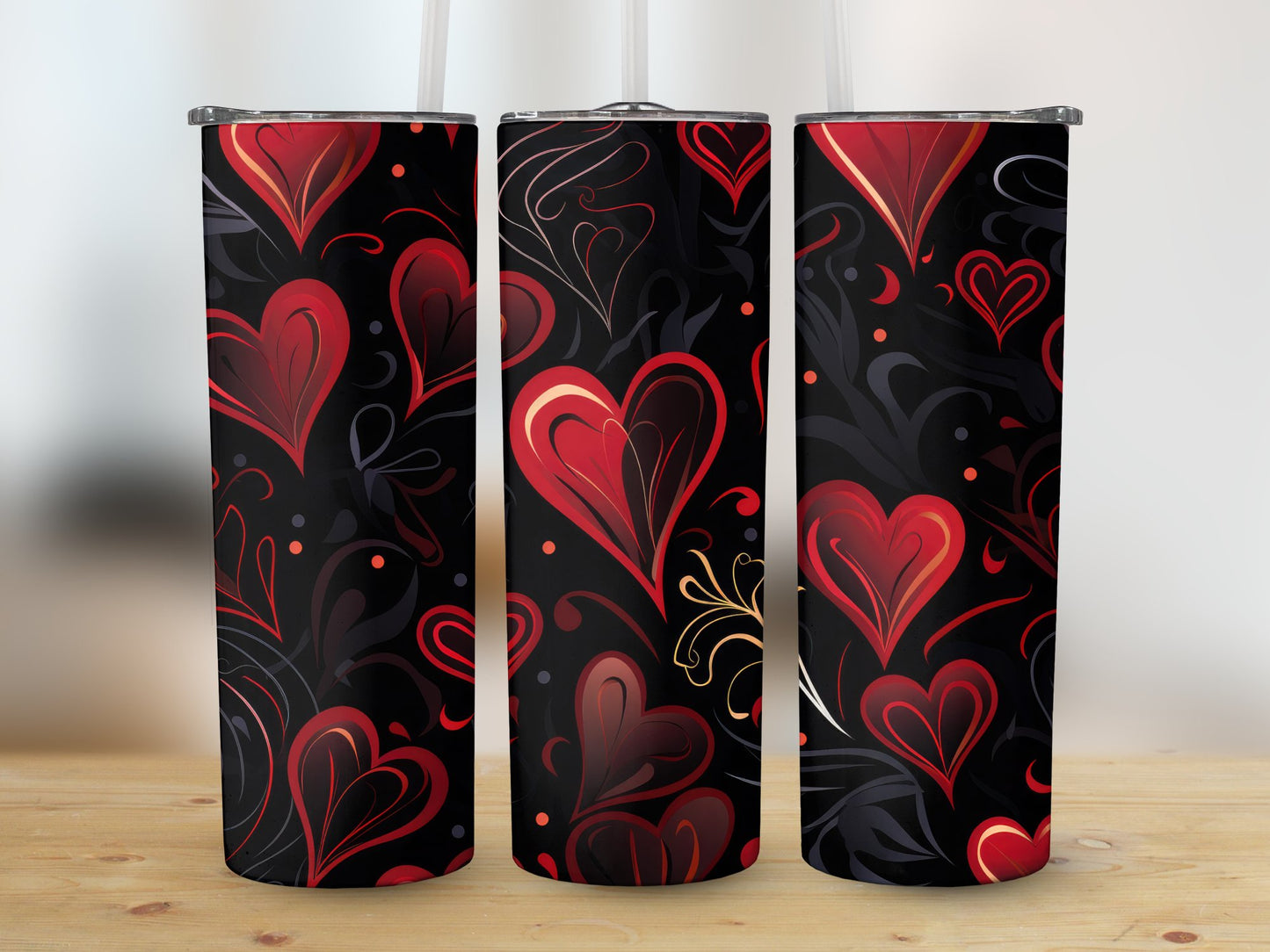 Red Black Hearts (Valentine Tumbler)