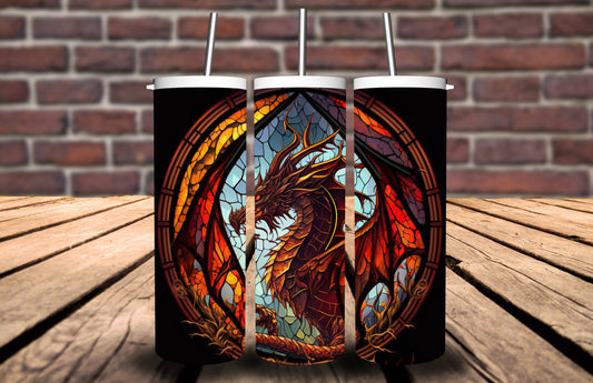 Red Stained Glass Dragon Tumbler