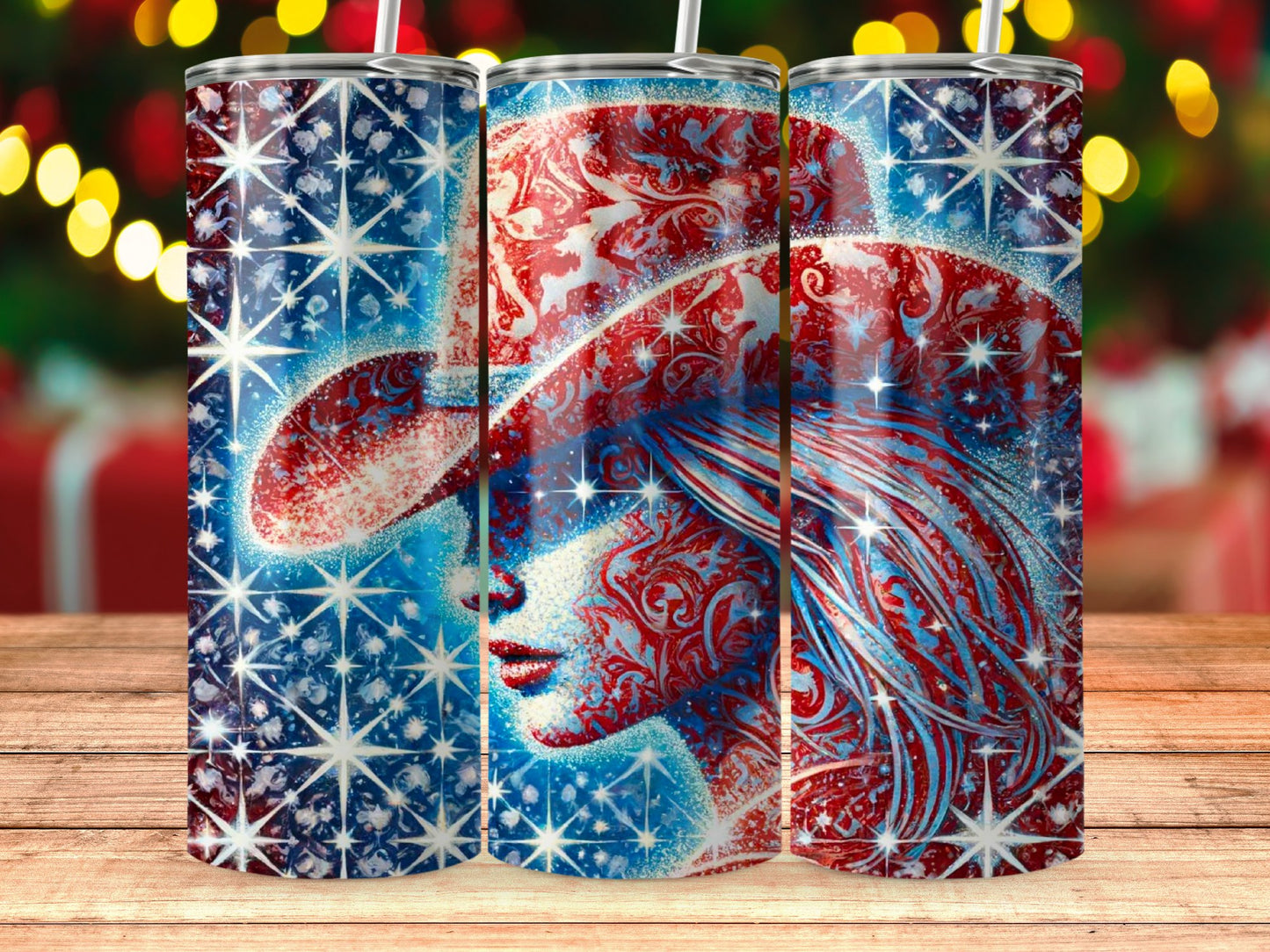 Sparkling Blue Red Hat Lady Starry (4th July Tumblers) 8371280