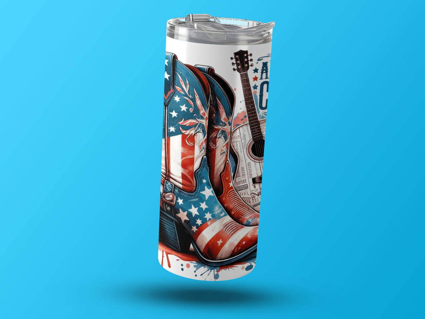 American Cowgirl Boots and Guitar Patriotic (4th July Tumblers) 8371294