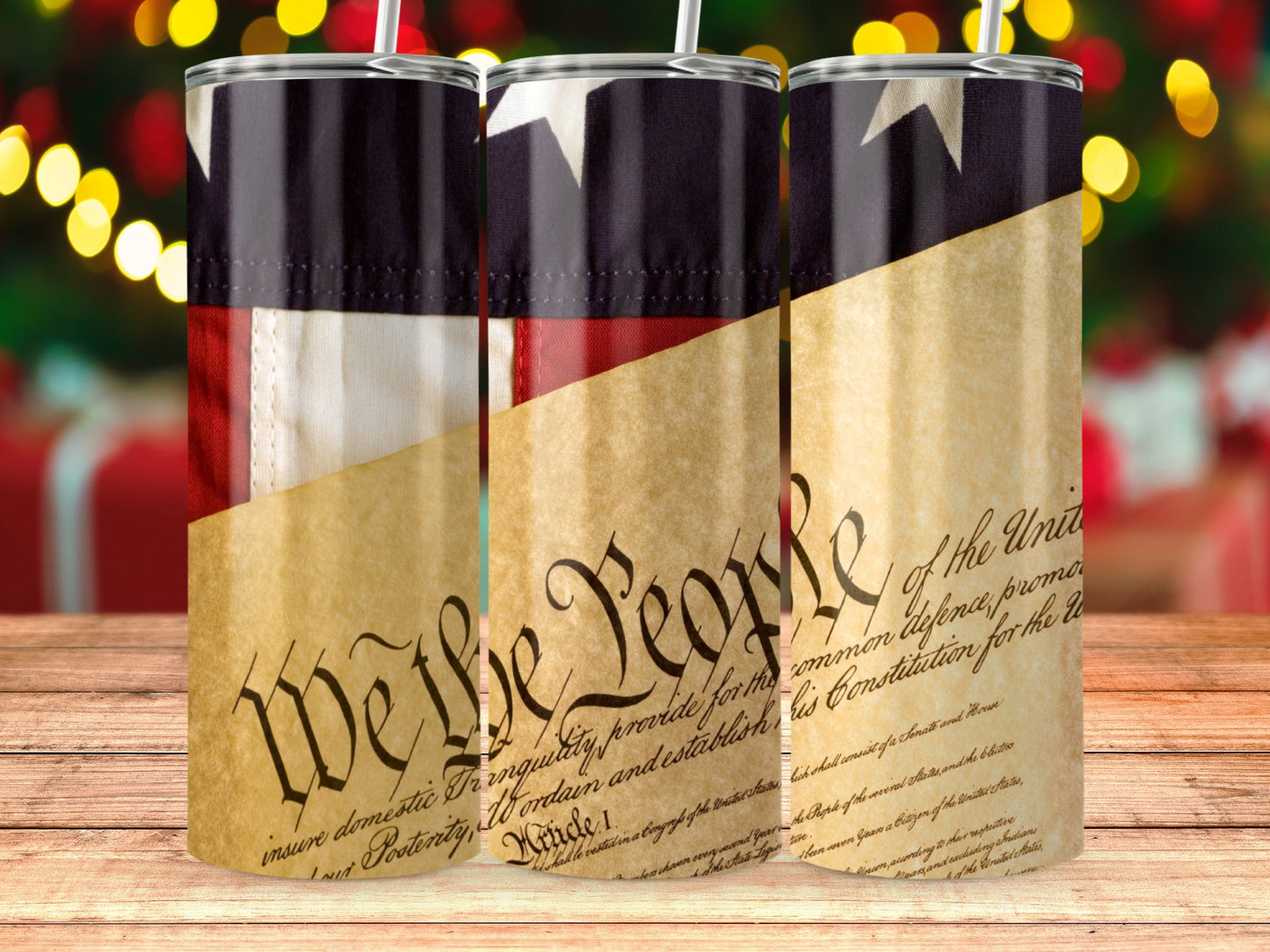 Patriotic American Flag and Constitution (4th July Tumblers) 8371295