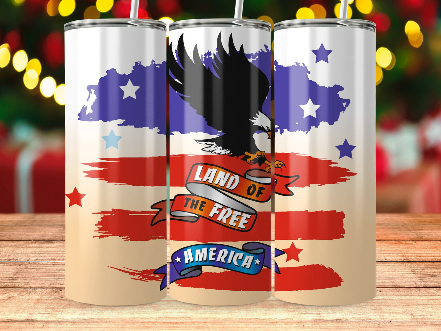 Patriotic Eagle and Stripes Land of the Free America (4th July Tumblers) 8371279